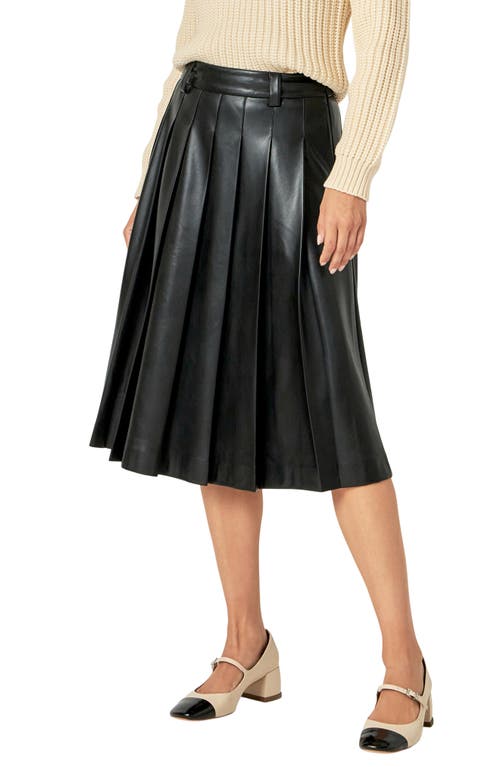 Shop English Factory Pleated Faux Leather Skirt In Black