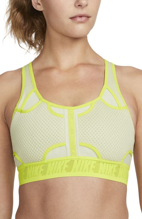 Nike Dri-FIT Swoosh Ultrabreathe Sports Bra in Olive Aura/Atomic Green