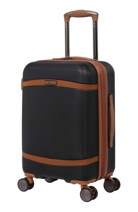 Shop It Luggage Quaint 3-piece Hardside Spinner Luggage Set In Black With Almond Trim