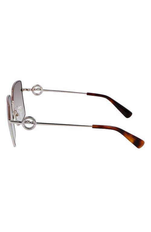 Longchamp Brown Gradient Square Ladies Sunglasses Lo162s 750 55 In Silver/gradient Khaki