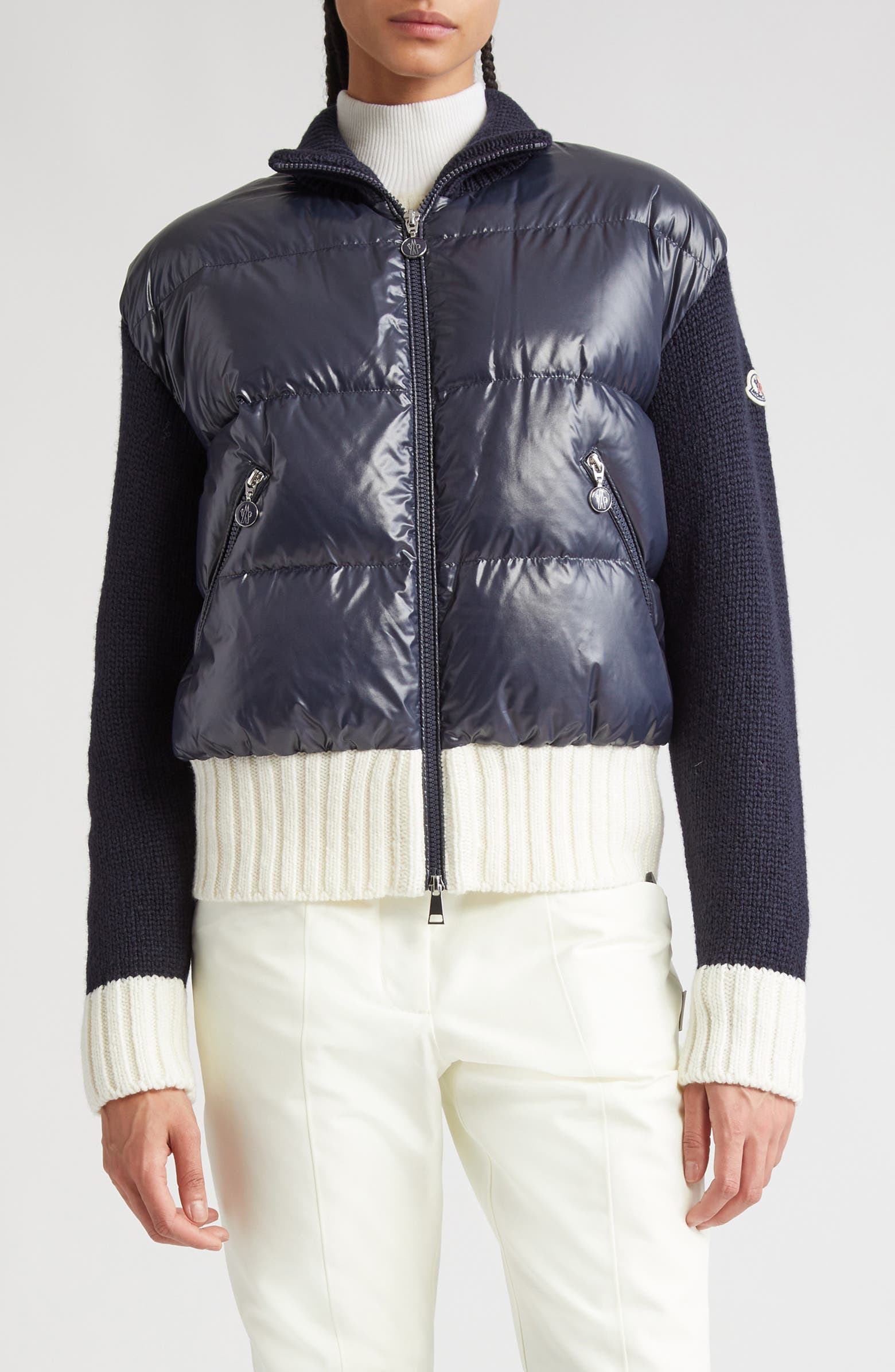 Moncler Mixed Media Quilted Down Cardigan | Nordstrom