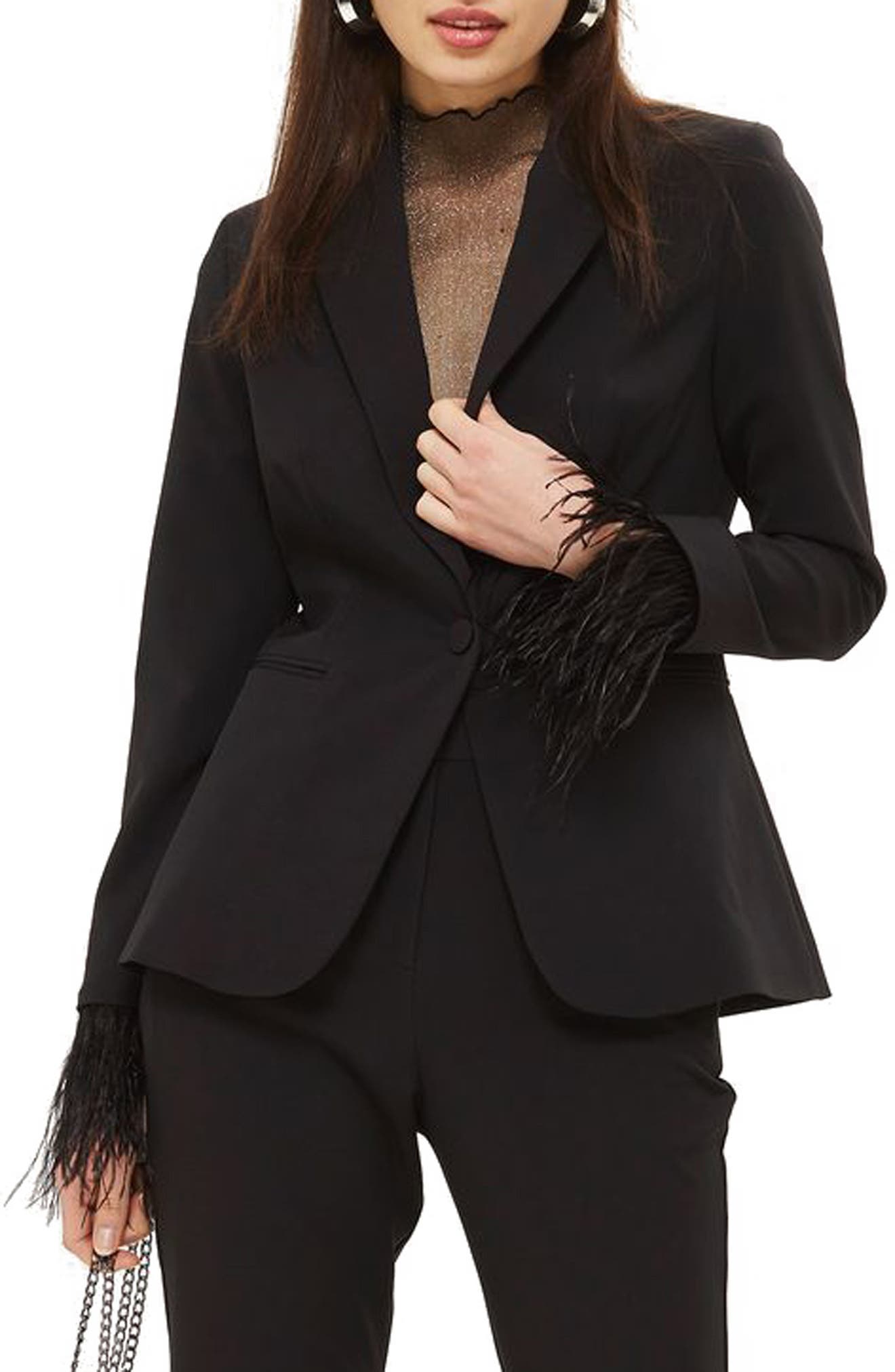 Feather Trim Blazer Nordstrom