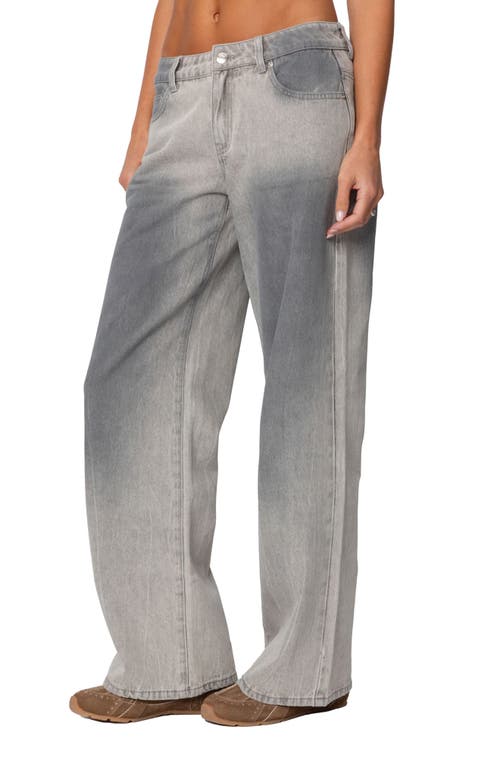 Edikted Joe Low Rise Wide Leg Jeans In Gray-washed
