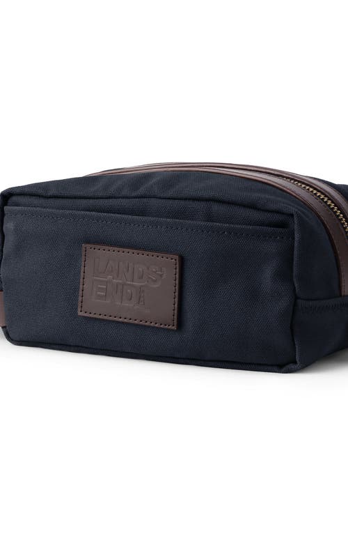 Shop Lands' End Waxed Canvas Travel Dopp Kit Toiletry Bag In Classic Navy