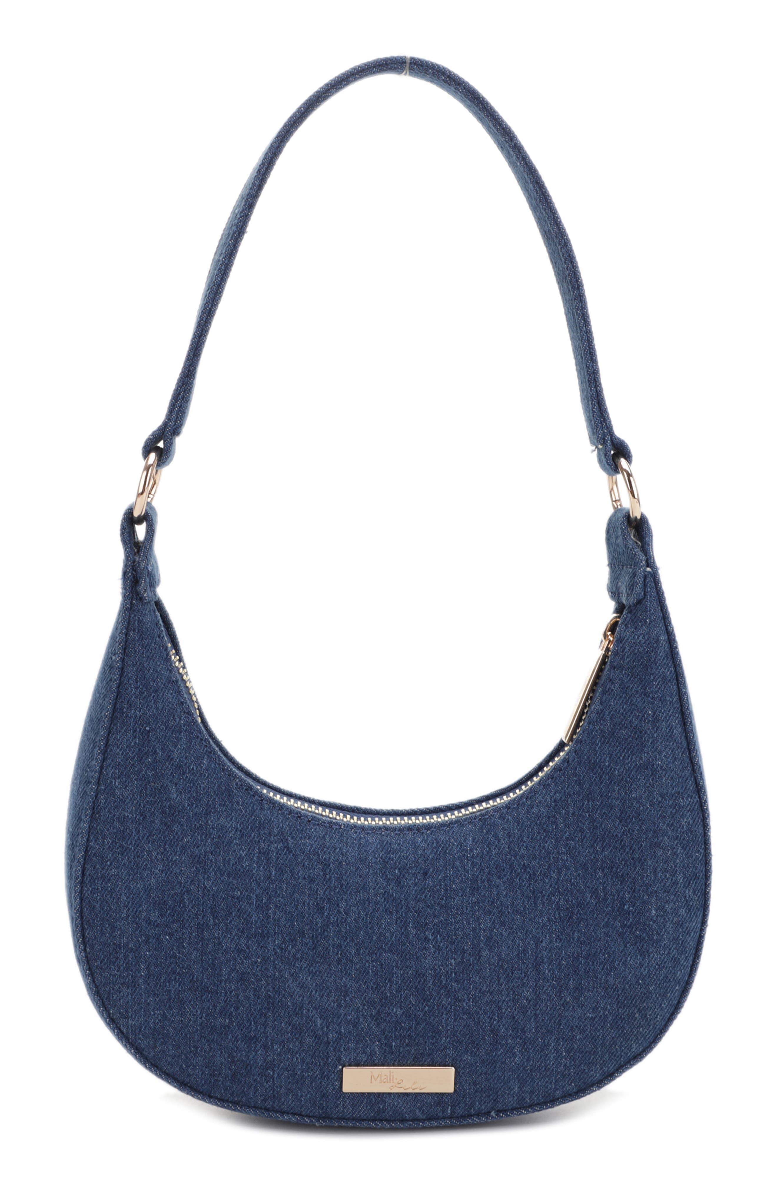 Mali + Lili Leilani Woven Denim Baguette Shoulder Bag in Blue Denim