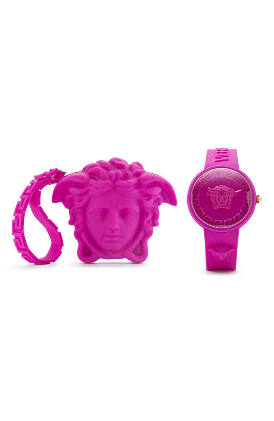 Versace Unisex Medusa Pop Pink Silicone Watch, 39mm