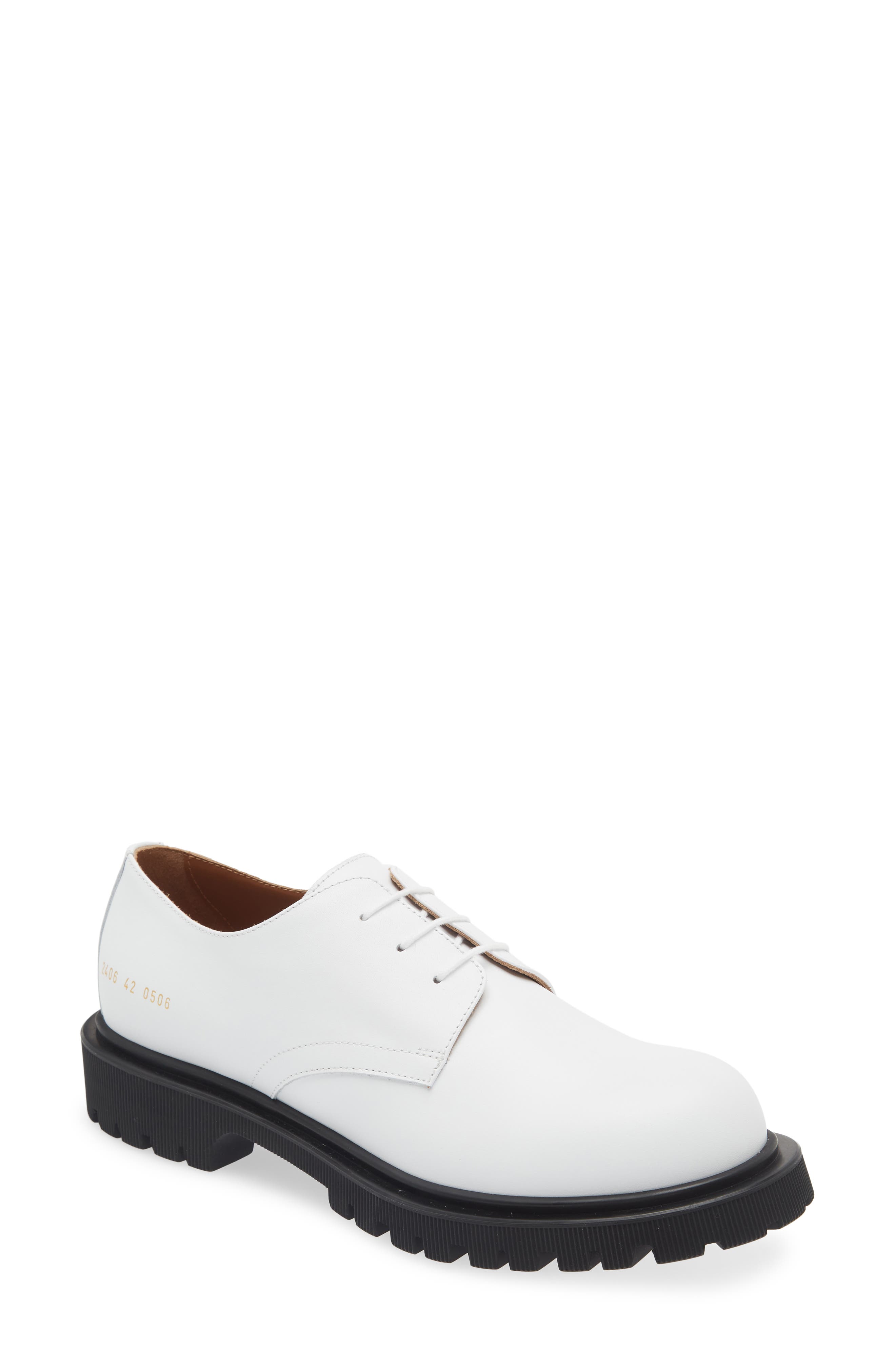 Common Projects Plain Toe Derby in 0506 White Smart Closet