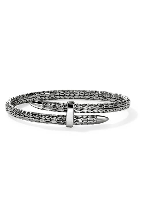 Shop John Hardy Spear Silver Flex Cuff Bracelet In Black Rhodium