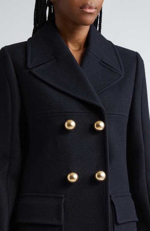 Shop Stella Mccartney Double Breasted Wool Peacoat In 4101 - Ink