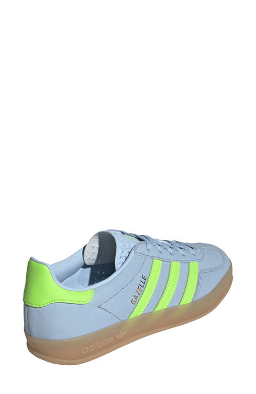 Shop Adidas Originals Adidas Gazelle Indoor Sneaker In Clear Sky/solar Green/gum 3