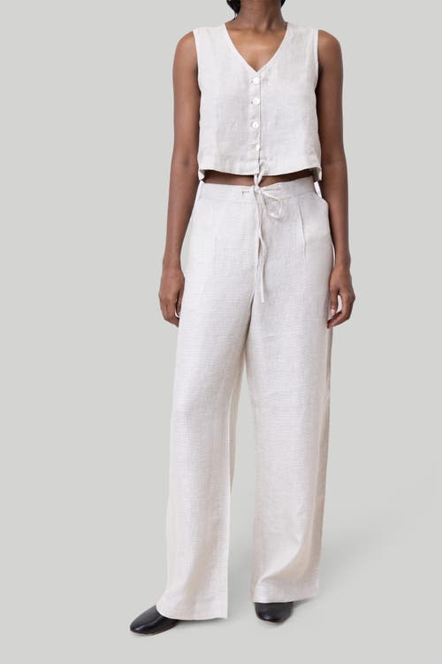 Shop Reistor Wide Leg Linen Pants In Linen Check