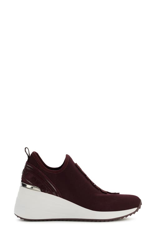 Shop Dkny Keeva Wedge Knit Sneaker In Wine