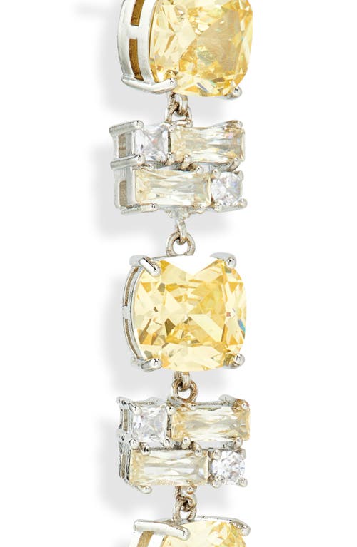 Shop Rabanne Cubic Zirconia Linear Drop Earrings In Silver/jonquil