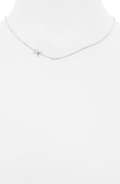 Meshmerise Bezel Diamond Initial Chain Necklace In White-x