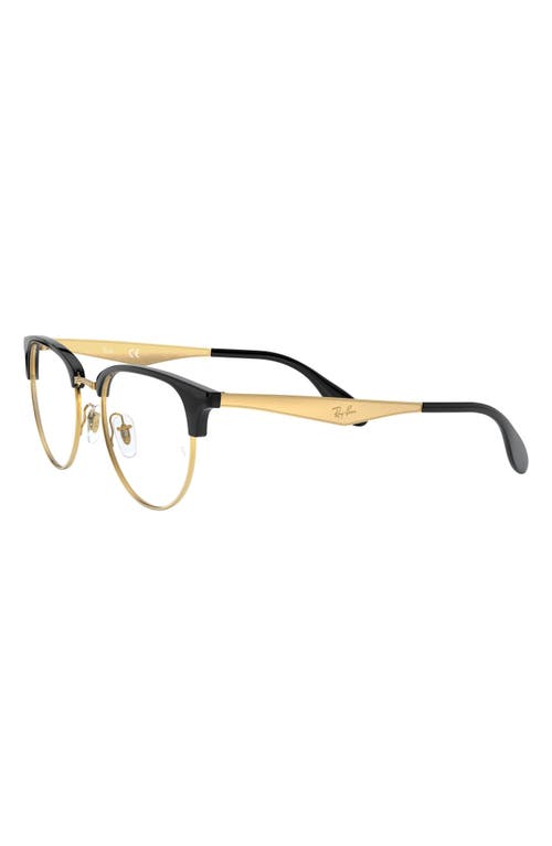 Ray Ban Ray-ban 53mm Square Optical Glasses In Black/gold
