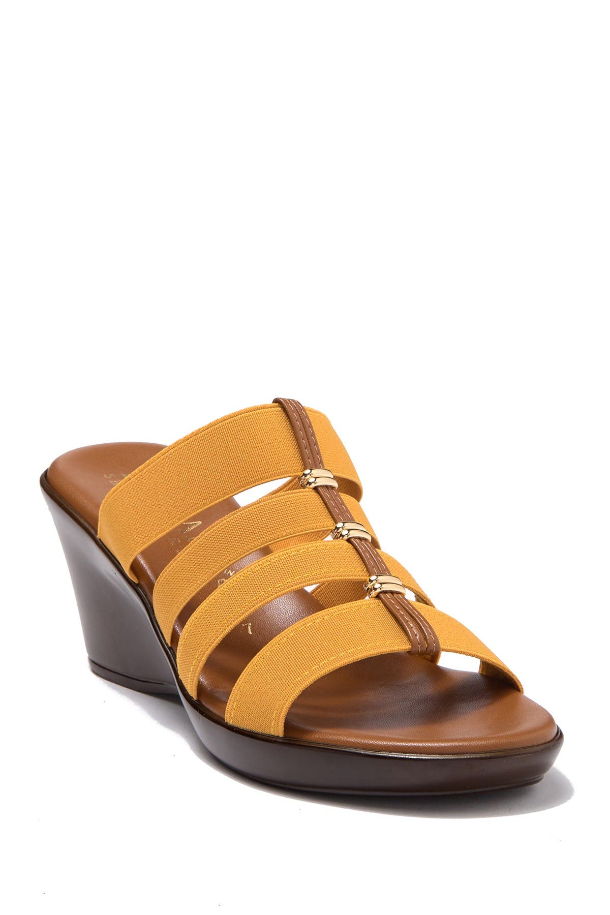 Italian Shoemakers Clover 4-band Wedge Sandal In Mustard