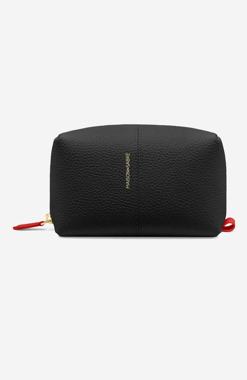 Leather Beauty Pouch in Rouge Noir
