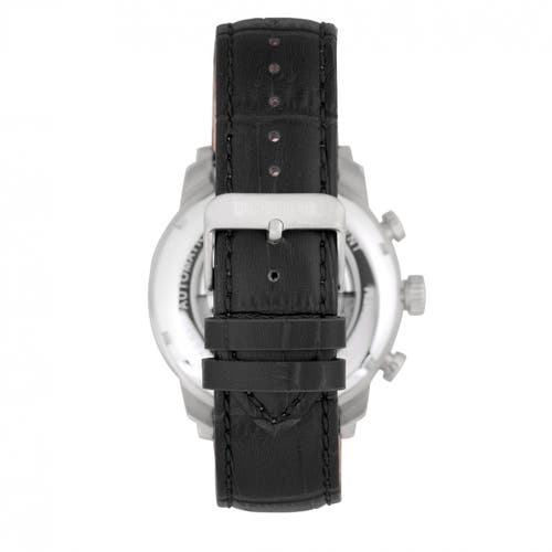 Heritor Automatic Men's Arthur Semi-skeleton Leather-band Watch With Day And Date - Silver In Silver