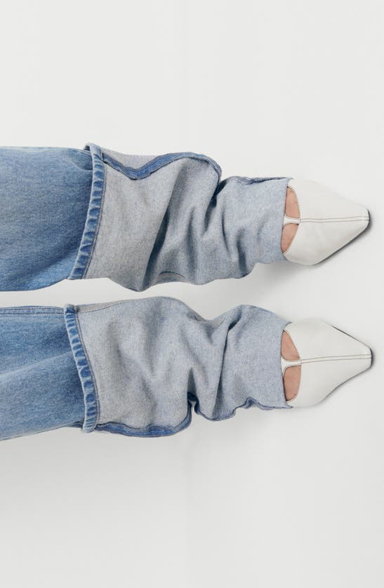 Shop Mango Turned-up Cuff Straight Leg Jeans In Medium Blue