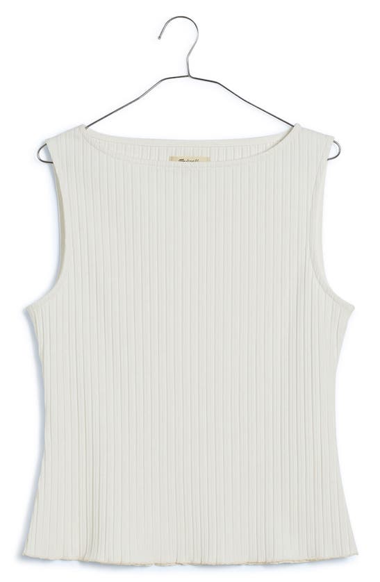 Shop Madewell Rib Boat Neck Tank In Eyelet White