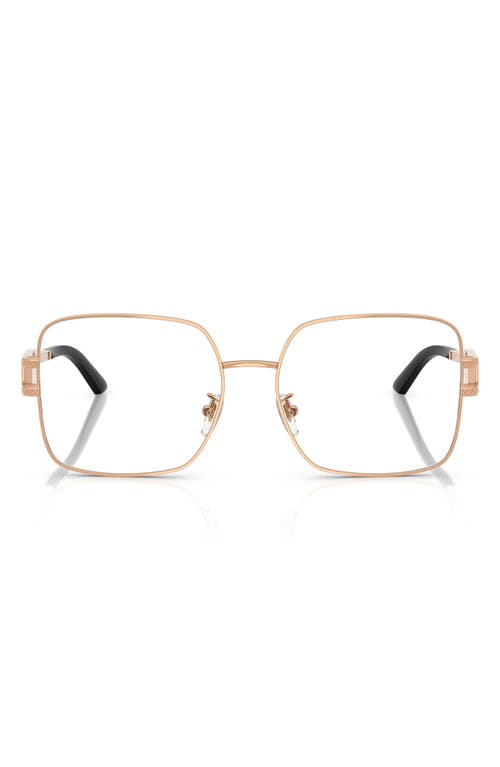 Versace 56mm Square Optical Glasses In Rose Gold