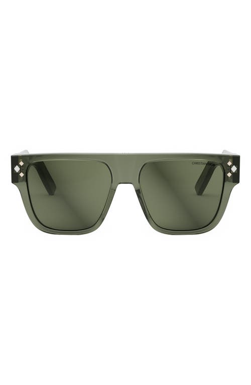 Shop Dior Cd Diamond S6i 55mm Square Sunglasses In Shiny Dark Green/green