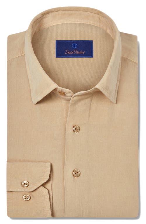 Shop David Donahue Fine Wale Stretch Corduroy Sport Shirt In Sand