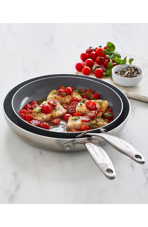 Greenpan Valencia Pro Stainless Steel 8" & 10" Open Frypan Set In Stainless Steel