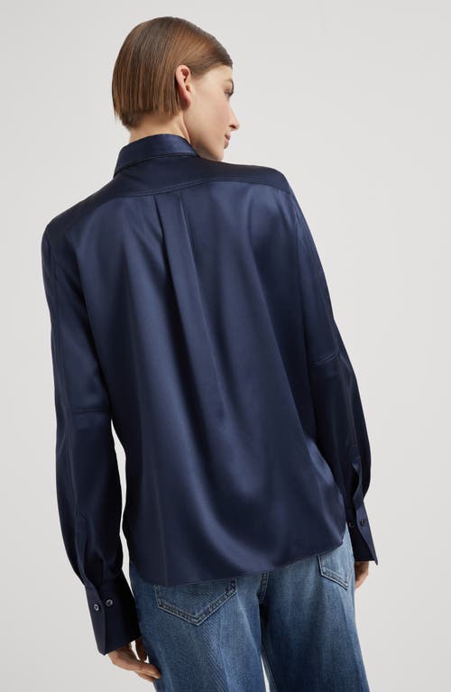 Shop Brunello Cucinelli Satin Shirt In Night