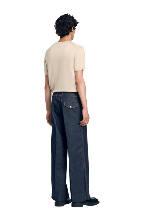 Sandro Wide-leg Jeans In Raw-denim