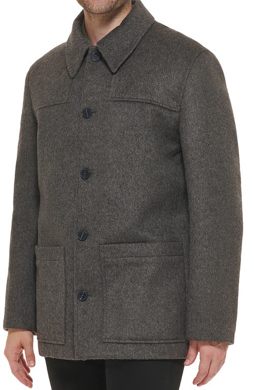 Shop Cole Haan Wool Blend Coat In Grey