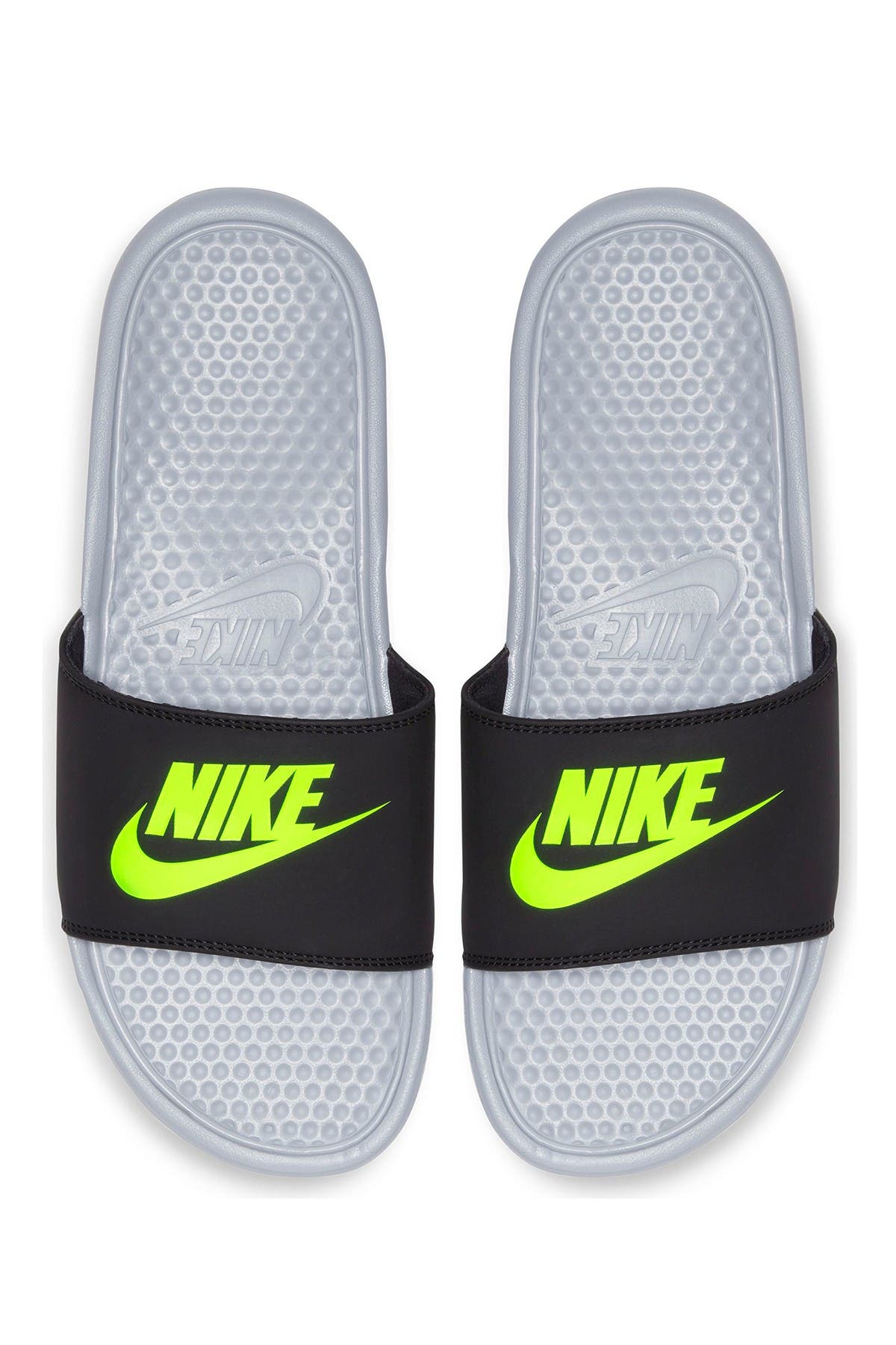 Nike Benassi Just Do It Slide Sandal In 027 Wlfgry/volt | ModeSens