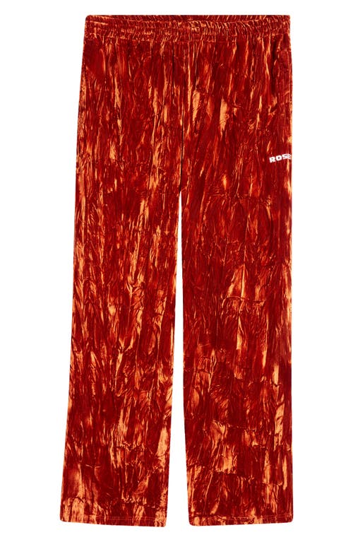 Shop Martine Rose Crushed Velvet Extended Wide Leg Track Pants In Orange Apricot Ora