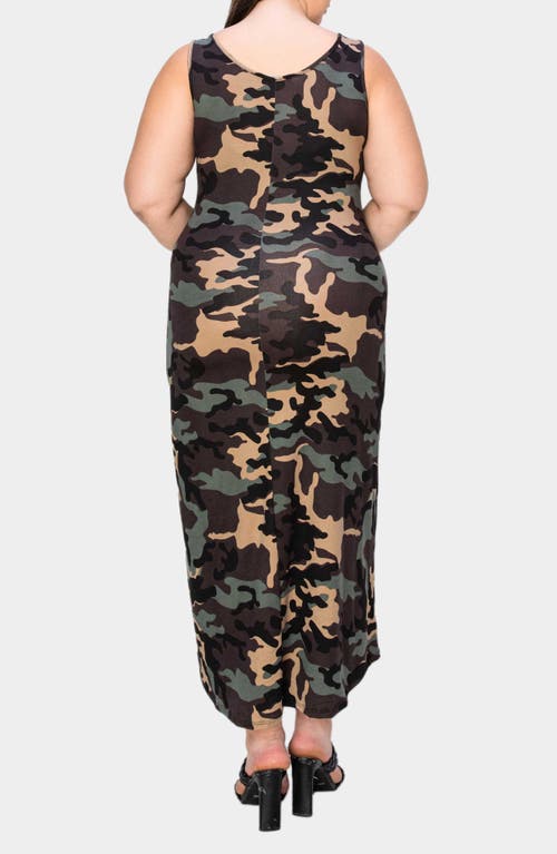 Shop L I V D Camo Essential Tank Maxi Dress In Olive