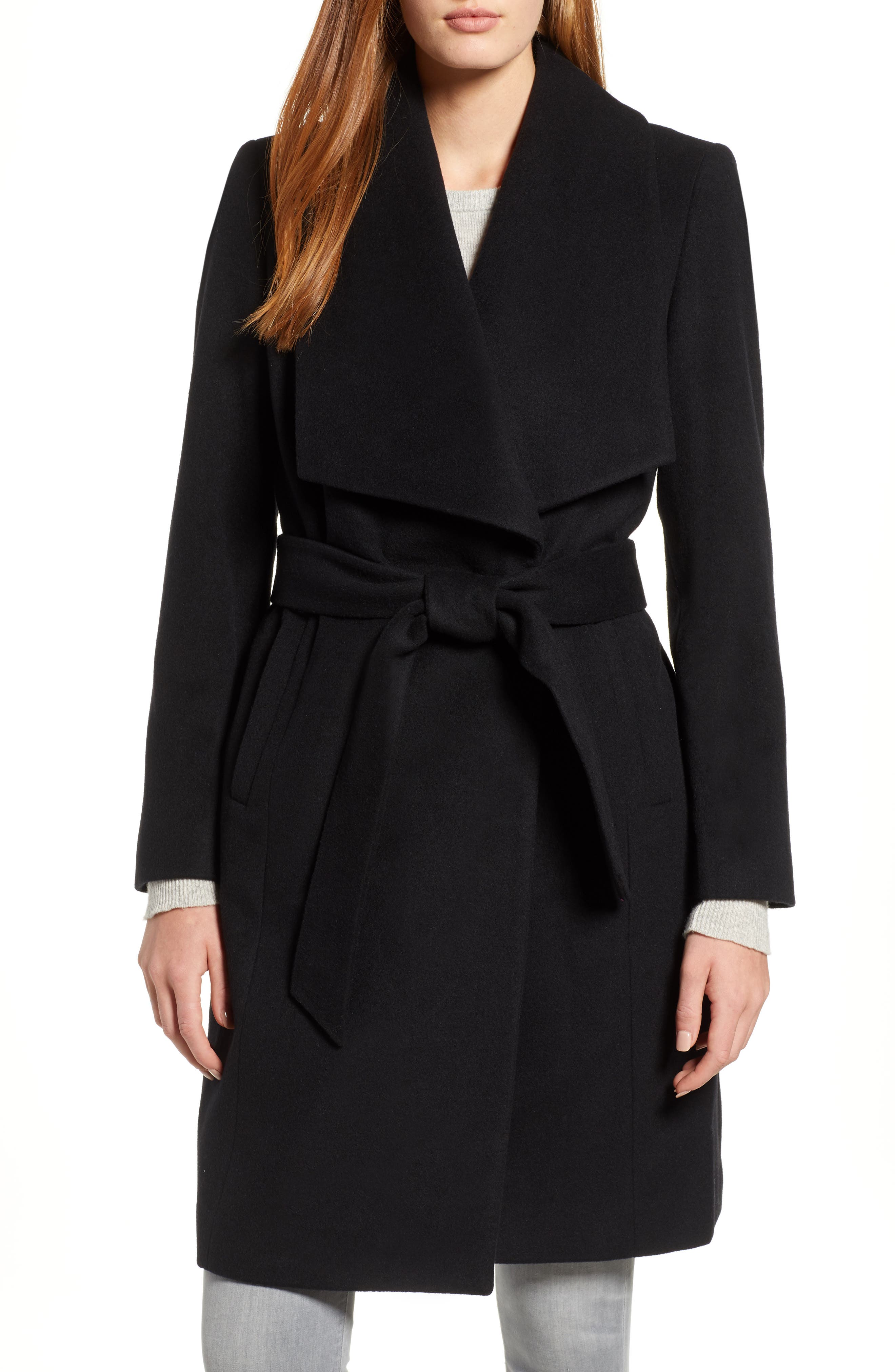 cole haan wrap coat black