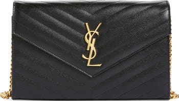 SAINT LAURENT - Monogram leather wallet-on-chain
