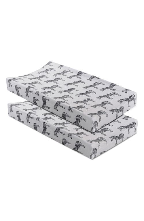 Oilo Zebra Print Pack of 2 Cotton Jersey Changing Pad Covers in Gray at Nordstrom