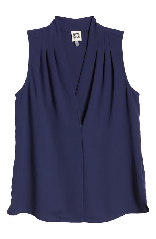 Shop Anne Klein Pleated Shoulder Sleeveless Top In Distant Mountain