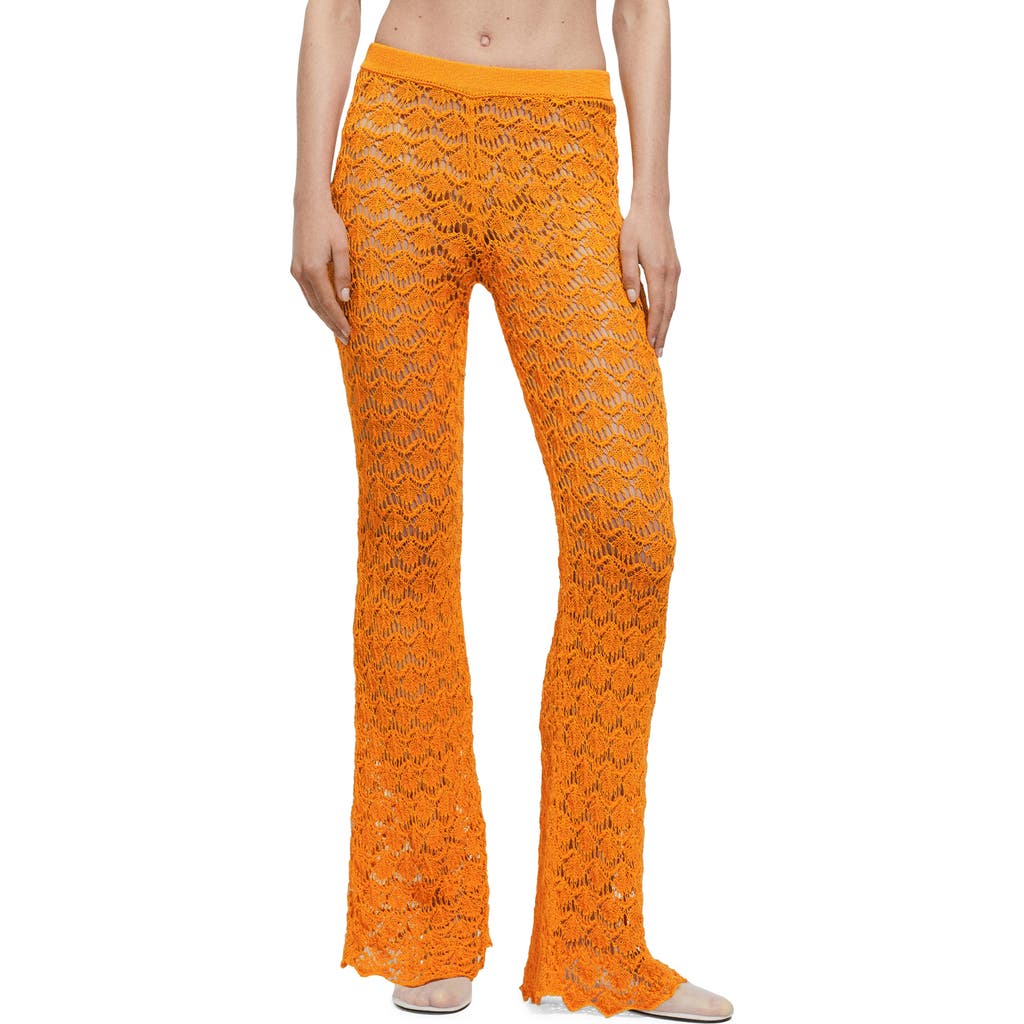 Shop Mango Open Stitch Flare Cover-up Pants In Orange