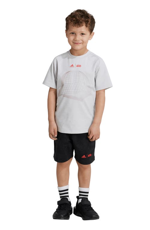 Shop Adidas Originals Adidas X Star Wars™ Kids' Z.n.e. Cotton Graphic T-shirt & Shorts Set In Grey/bright Red