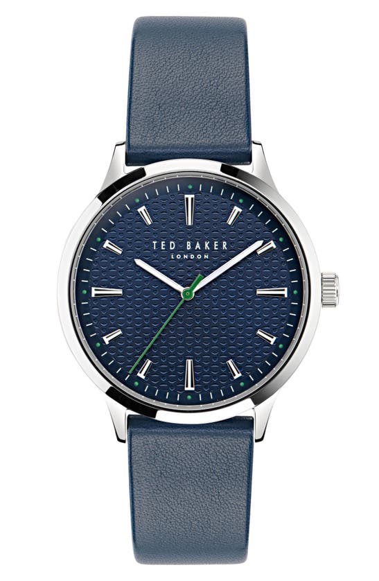 Shop Ted Baker Leather Strap Watch, 20mm In Blue
