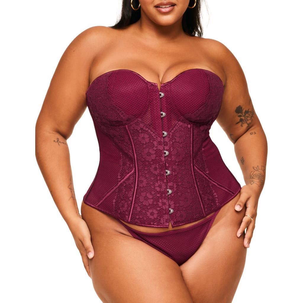 Adore Me Padma Sweetheart Corset & G-string Set In Dark Purple