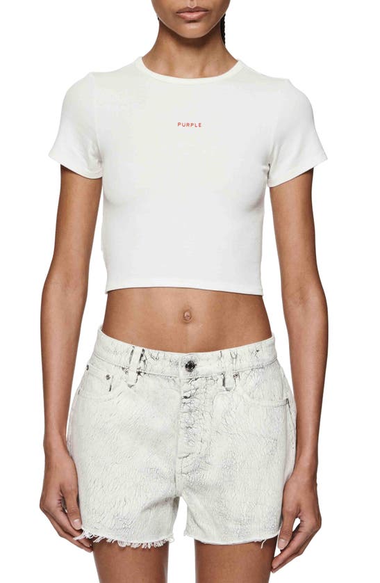 Shop Purple Brand Logo Rib Crop Baby Tee In White