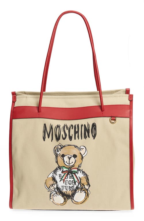 Bear Graphic Canvas Tote in A3081 Fantasy Print Beige