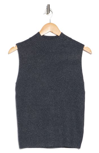 Halogen ® Mock Neck Sleeveless Rib Top In Grey