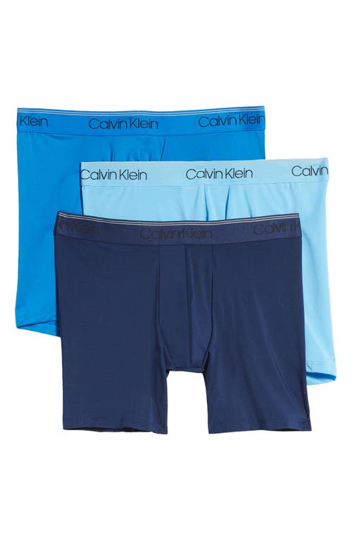 3-Pack Low Rise Microfiber Stretch Boxer Briefs in Blue Combo