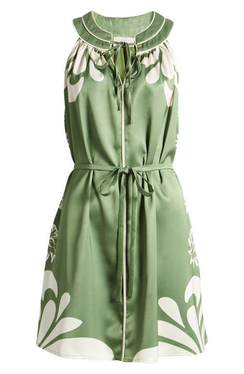 Shop Ciebon Kyndra Print Sleeveless Minidress In Green Cream