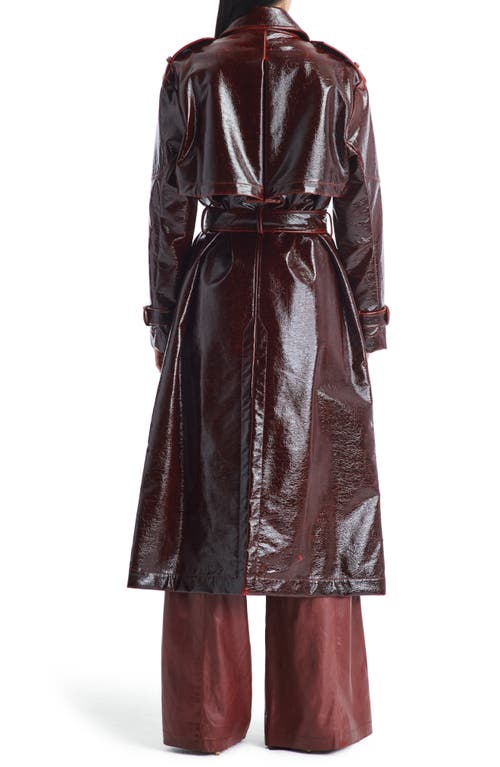 Shop Twp Foreign Affair Leather Trench Coat In Burgundy