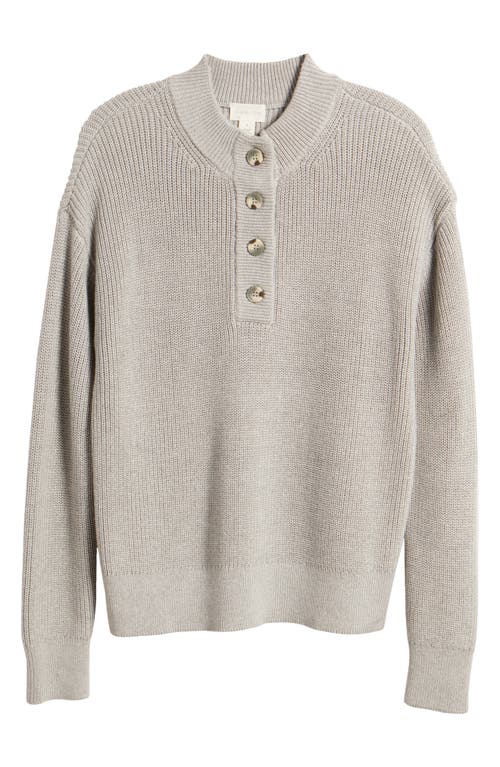 Shop Caslonr Caslon(r) Half Button Pima Cotton Blend Sweater In Grey Heather