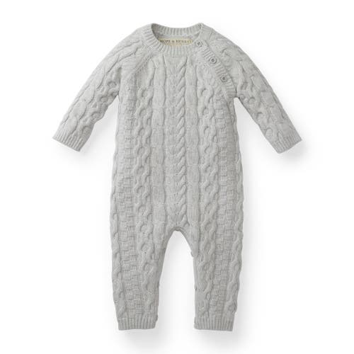 Hope & Henry Baby Cable Knit Sweater Romper in Gray Heather at Nordstrom